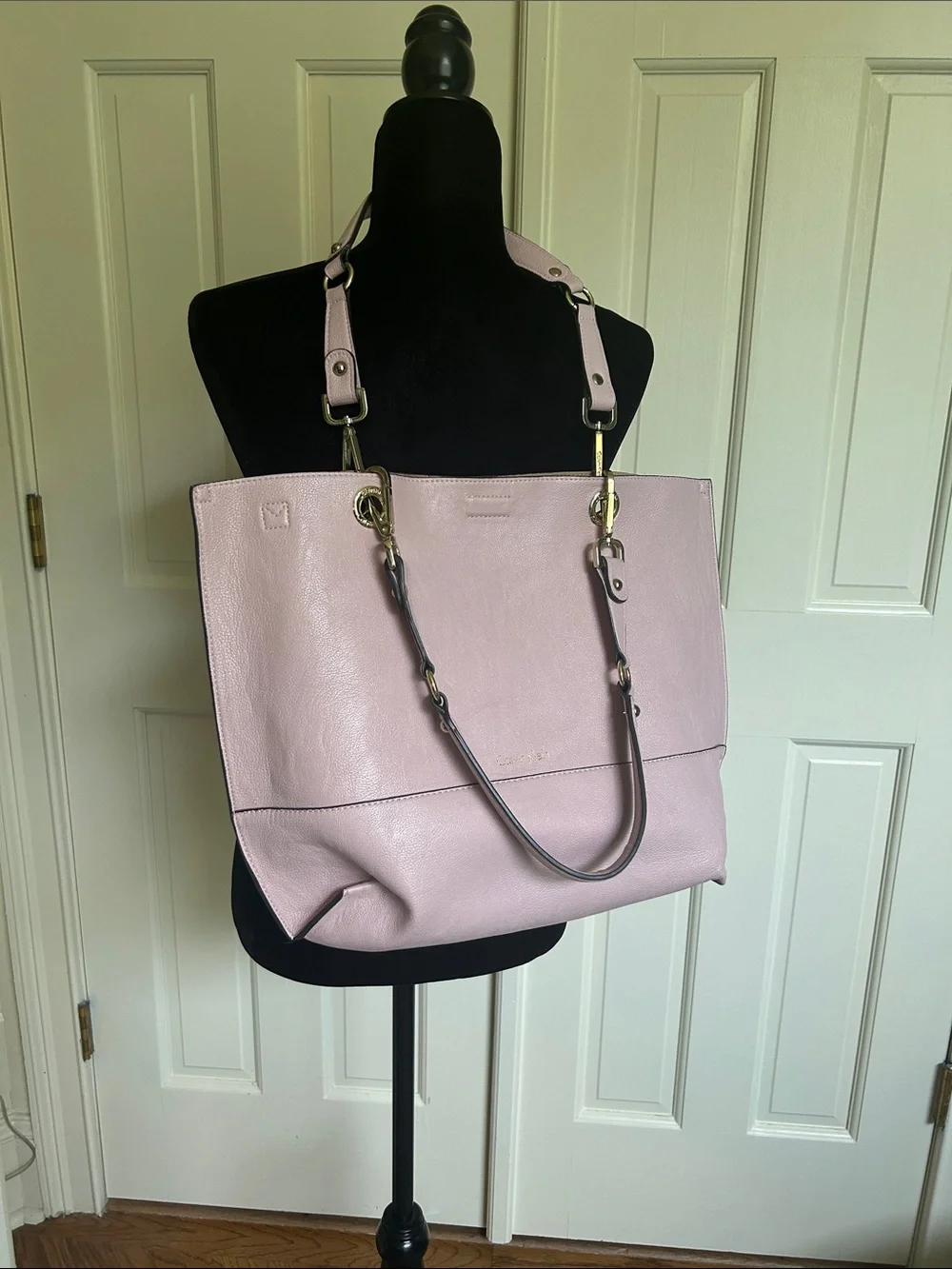 Calvin Klein Pale Pink Leather Hobo Tote